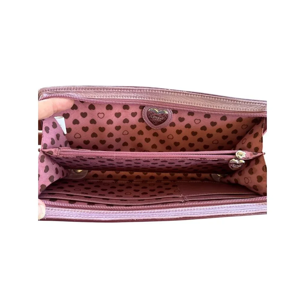 Lovecat Paris Wristlet Wallet Burgundy Pink Coin‎ Purse Tassel 10